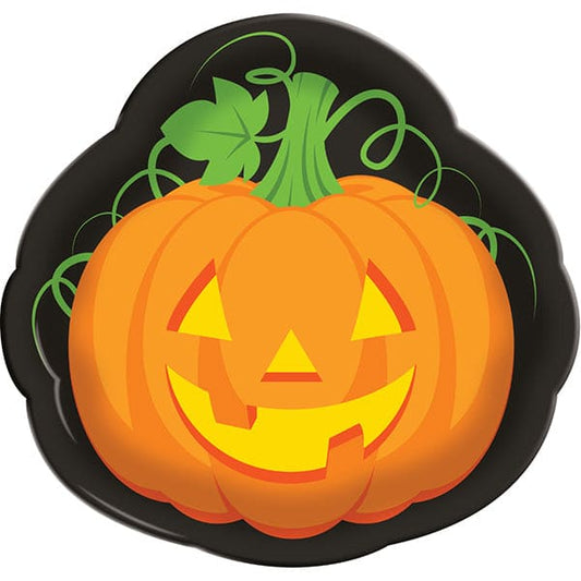 Halloween Jack-o-Lantern Pumpkin Face Plastic Serving Tray
