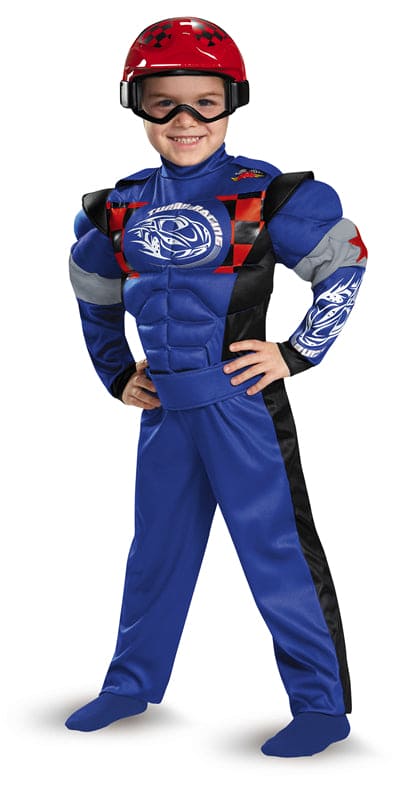 Blue Race Car Driver with Muscle Costume