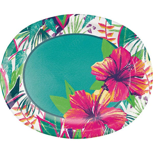 Island Tropics 10 x 12in Oval Paper Plates 8 Ct