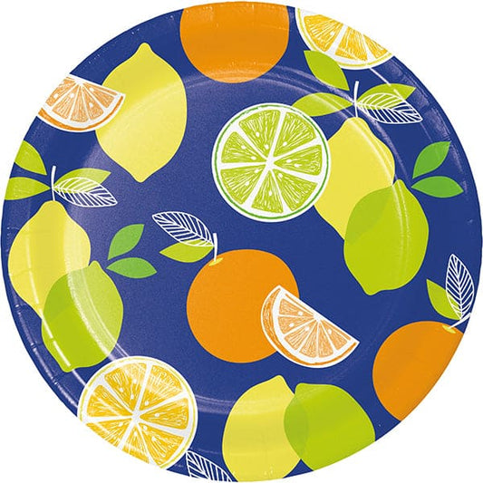 Citrus Summer 9in Round Dinner Paper Plates 8ct