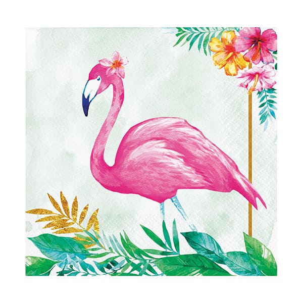 Flamingo Floral Beverage Napkins 16ct