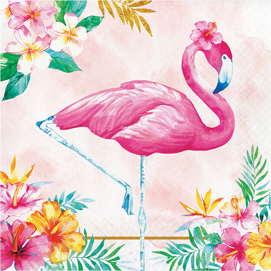 Flamingo Floral Luncheon Napkins 16ct