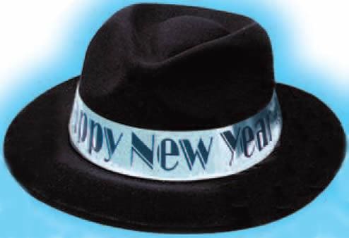 Black Velour New Year Fedora Hat