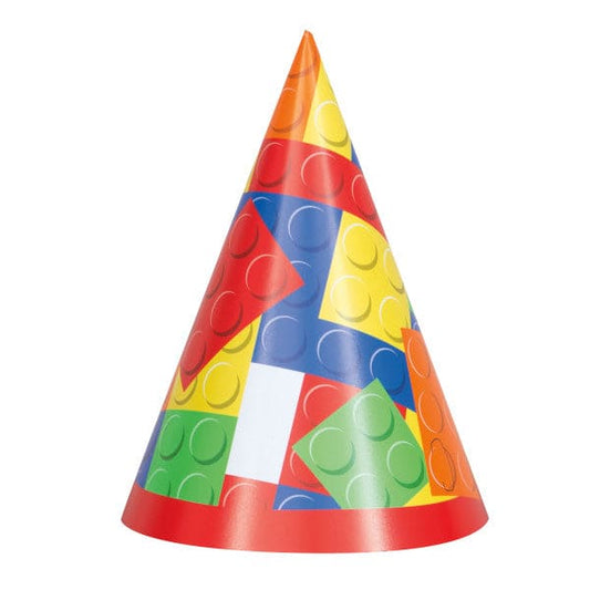 Building Blocks Birthday Paper Cone Hats 8 Ct