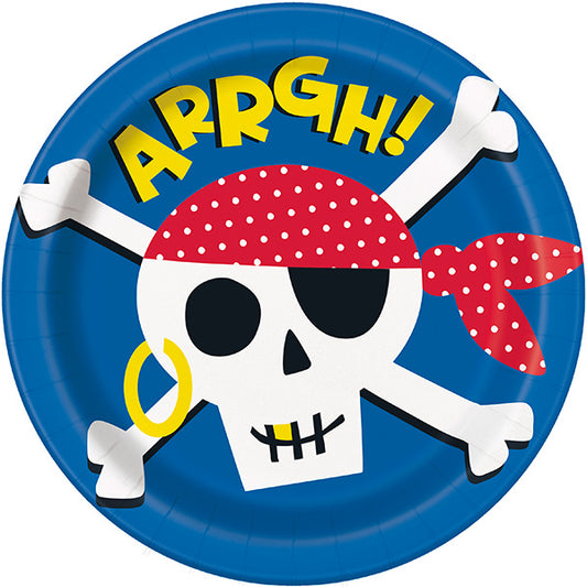 Ahoy Pirate 9in Round Dinner Paper Plates 8 Ct