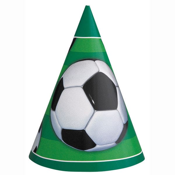 Soccer 3-D Paper Cone Hats 8 Ct