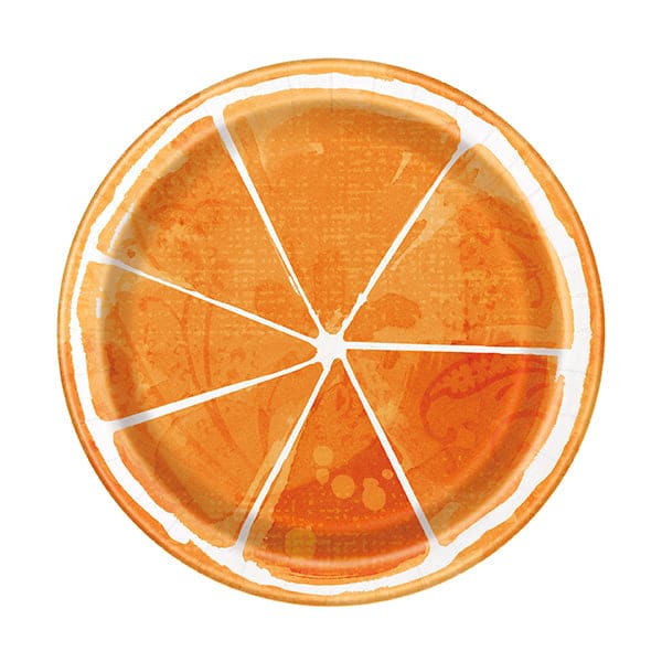 Orange Slice 7in Round Luncheon Paper Plates 8 Ct