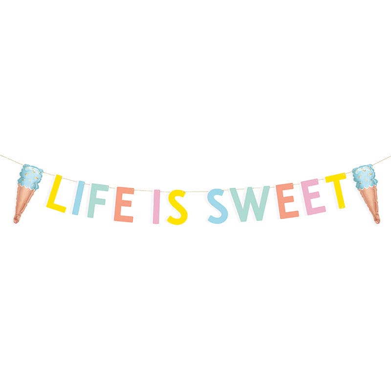 Pastel Ice Cream 5ft Banner wiith mini Foil Balloons