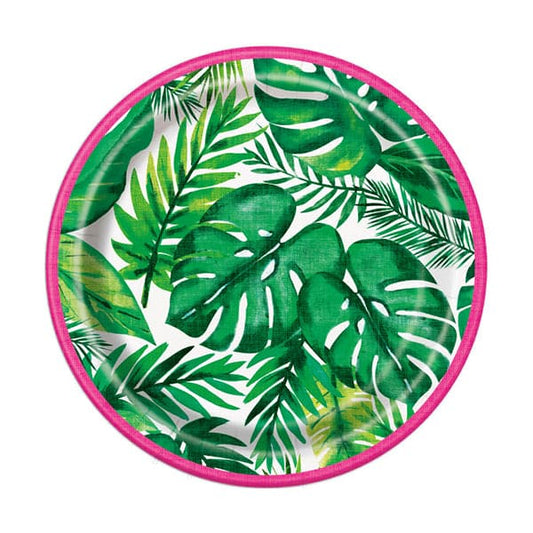 Palm Tropical Luau 7in Round Luncheon Paper Plates 8ct