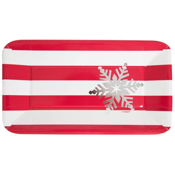 Elegant Red Christmas 5in x 9in Appetizer Paper Plates