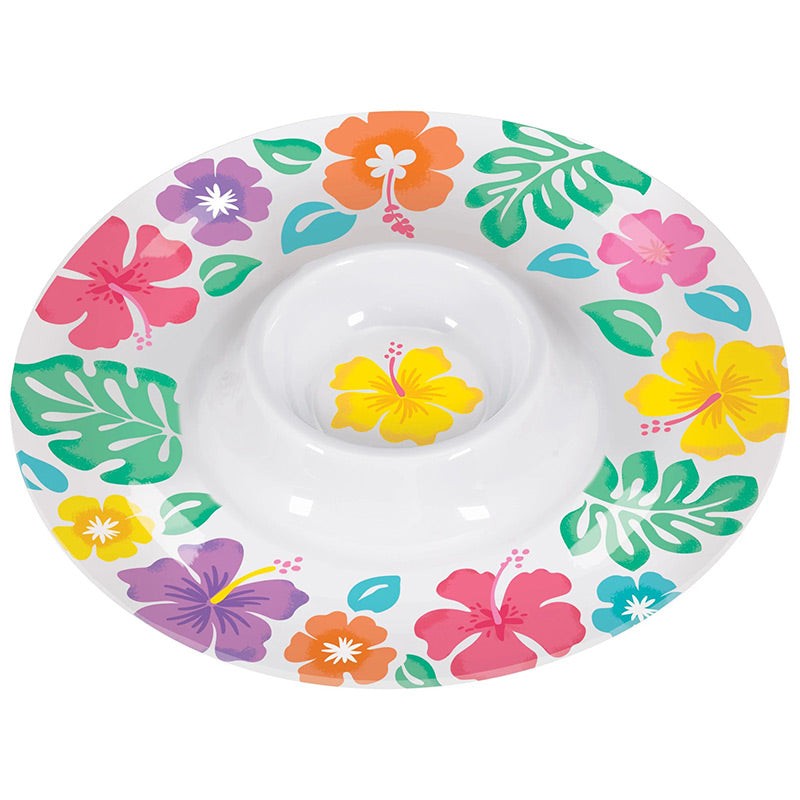 Hibiscus Melamine Chip & Dip Tray