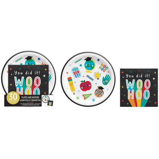 Graduation Fun Paper Plates and Napkins Value Pack 60 Ct