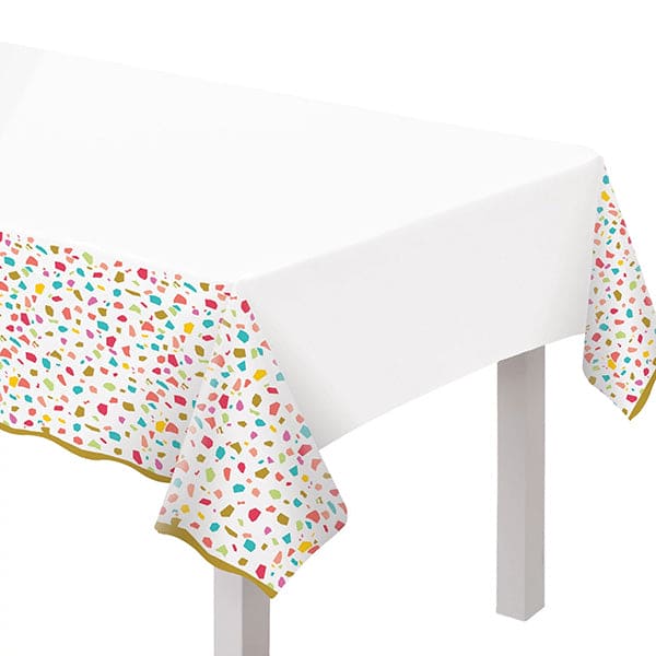 Rainbow Terrazzo 54 x 102in Plastic Table Cover