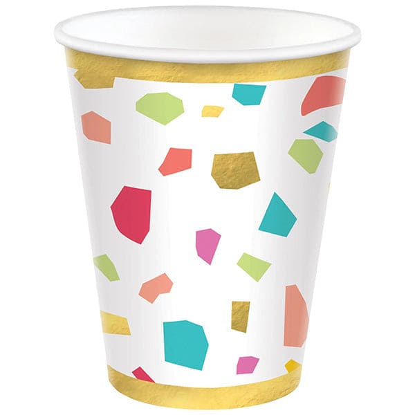 Rainbow Terrazzo Metallic 12oz Paper Cups 20ct