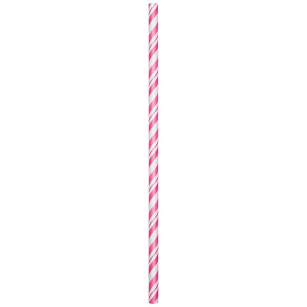 Candy Pink Stripe Paper Straws 24 Ct