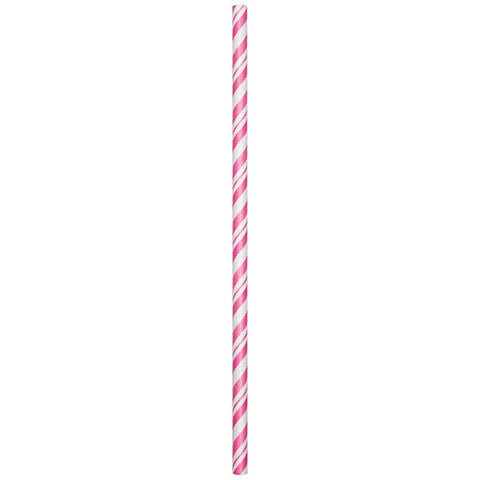 Candy Pink Stripe Paper Straws 24 Ct