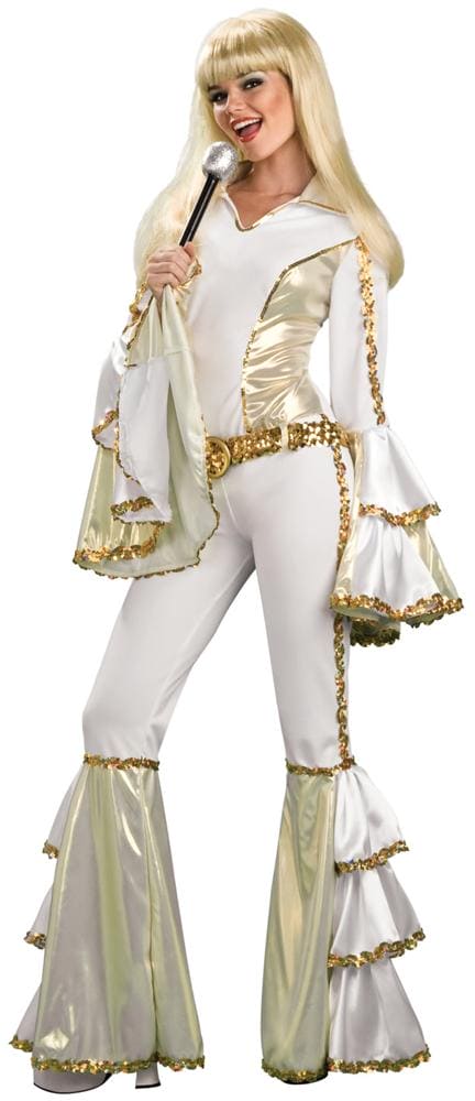 Gold 70S Metallic Womens Adult Disco Costume Bell Bottoms Pants-L/Xl 