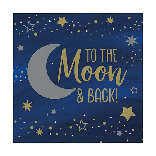 Starry Night Moon and Back Beverage Napkins 16 Ct