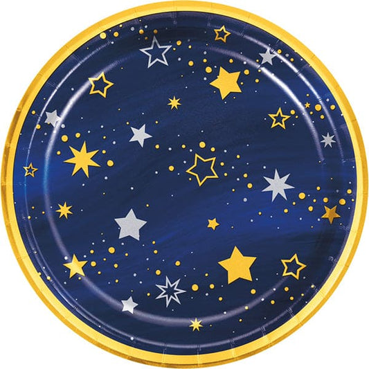 Starry Night 9in Round Dinner Paper Plates 8ct
