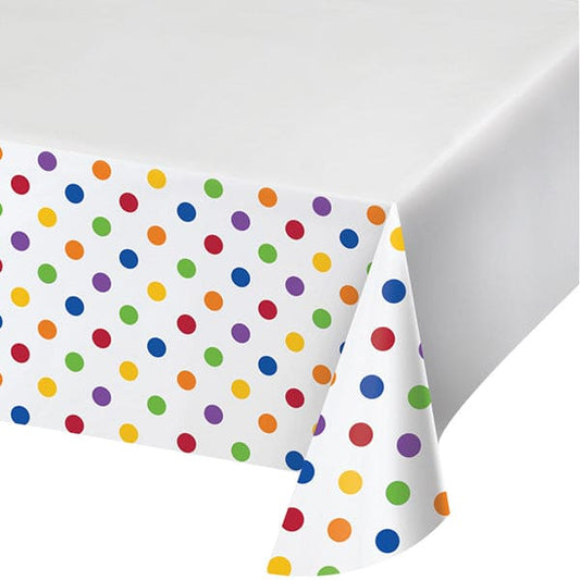 Multicolor Polka Dots and Stripes 54 x 102in Plastic Table Cover