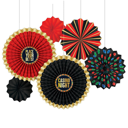 Roll The Dice Printed Paper Fan Decorations 6 Ct