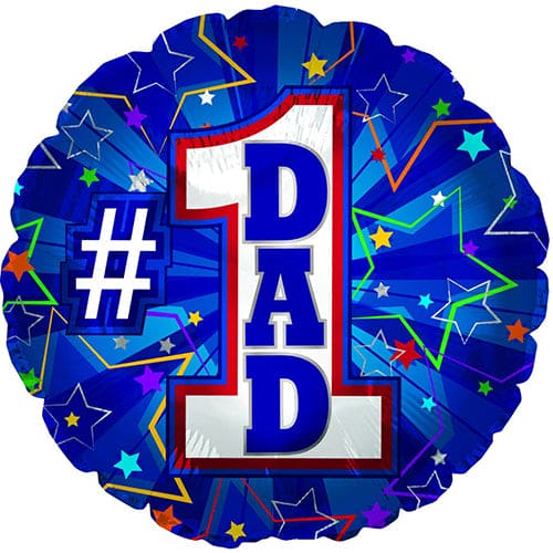 #1 Dad Blue Stars 18in Metallic Balloon