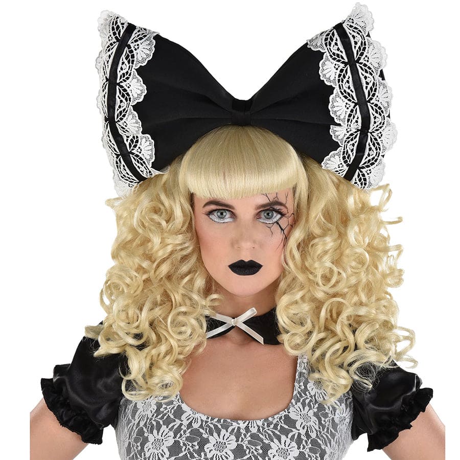 Dark Creepy Doll Bow Headband