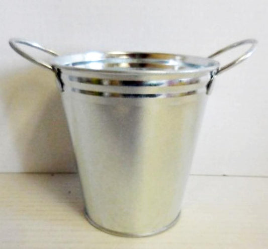 Silver Tin Bucket with Side Handles