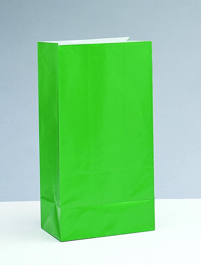 Green Paper Party Bags 12ct
