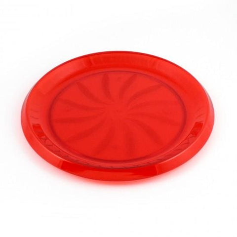 Red Round Swirl Plastic Tray 12in