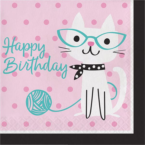 Purr-fect Party Happy Birthday Luncheon Napkins