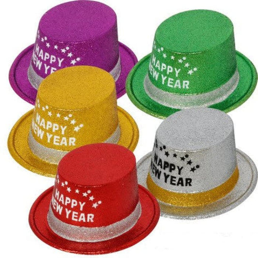 Happy New Year Glitter Plastic Hat