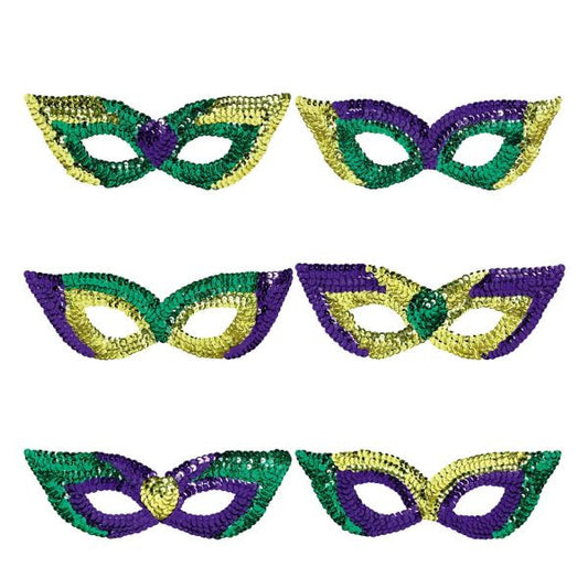 Mardi Gras Sequin Masks 6ct