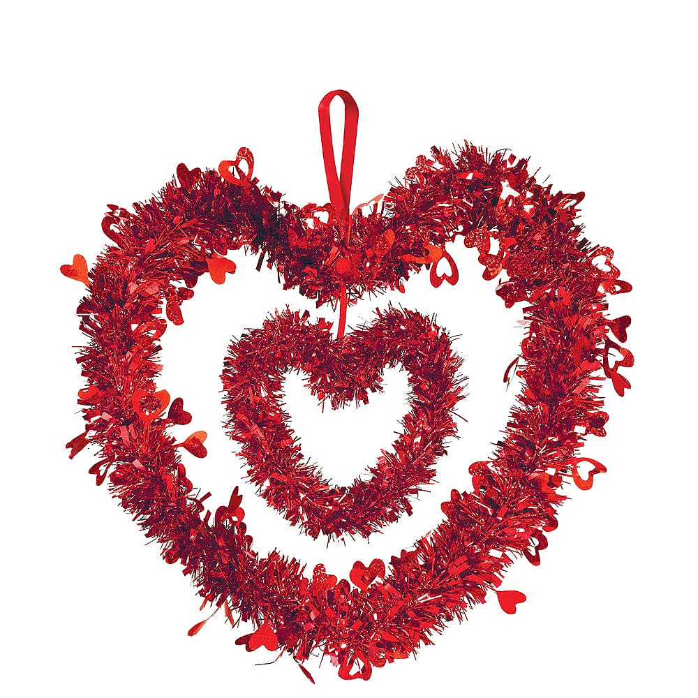 Valentine Double Heart Tinsel Decoration