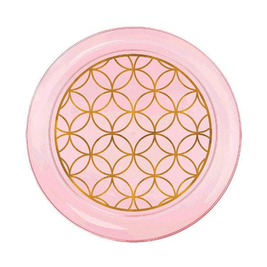 New Pink Gold 6in Printed Plastic Plates