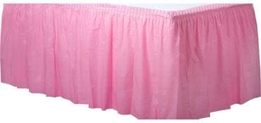 New Pink Solid Color Plastic Table Skirt 14' x 29"