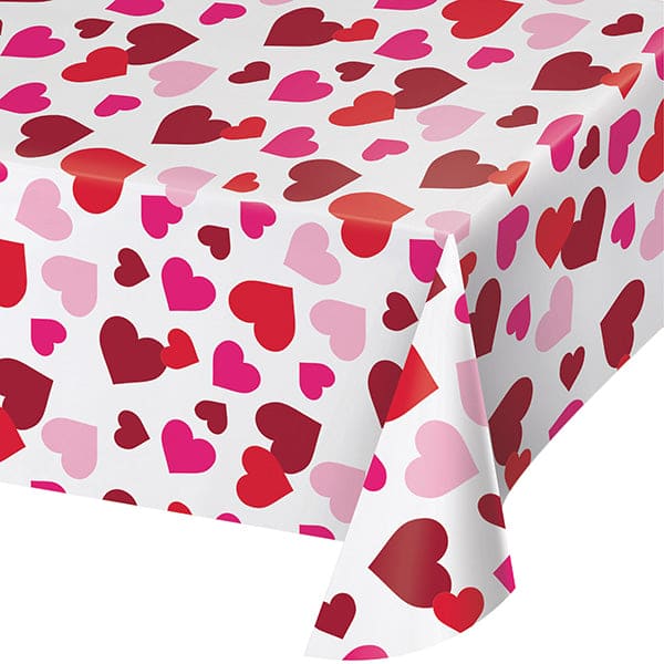 Textured Hearts 54 x 102in Plastic Table Cover