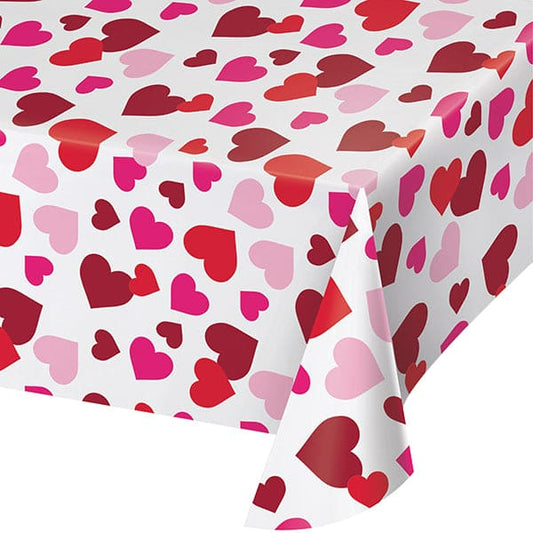 Textured Hearts 54 x 102in Plastic Table Cover