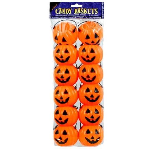 Mini Plastic Pumpkin Treat Pails 12  Ct