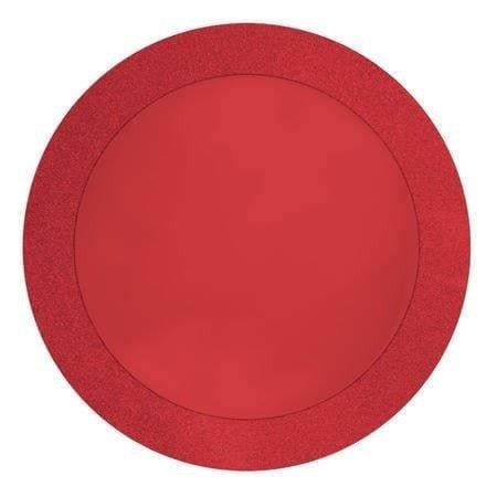 Red Glitz Round Paper14in Placemats 8 Ct