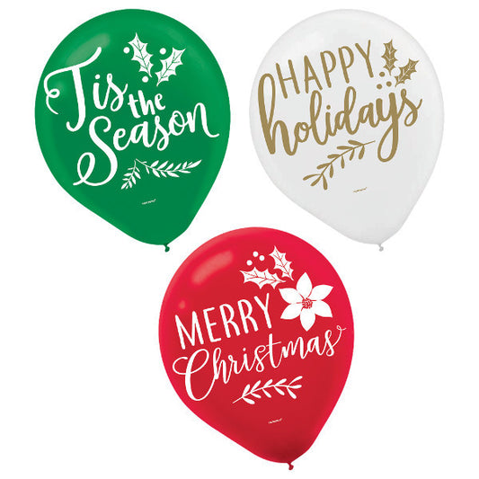 Traditional Christmas 12in Latex Balloons