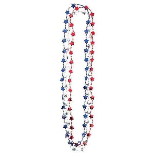 Red, White and Blue Stars 33in Necklaces
