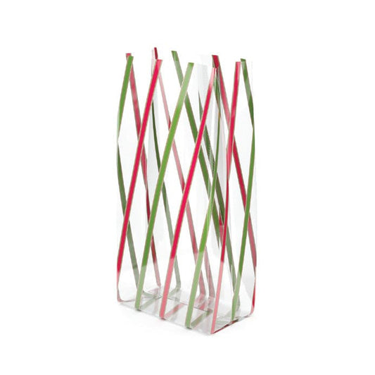 Diagonal Stripes Red and Green Cello Bag 1ct