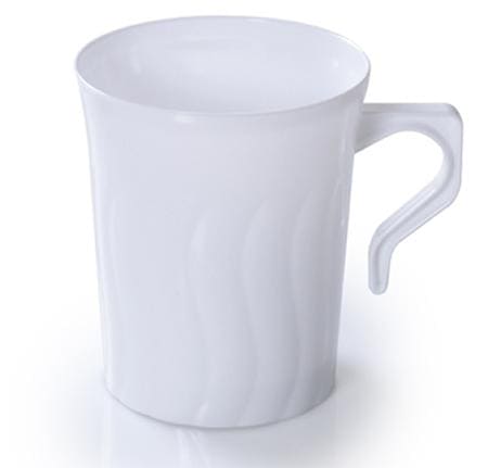 Flairware White Plastic Coffee Mugs 8oz