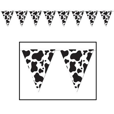 Cow Print Pennant Banner 12ft