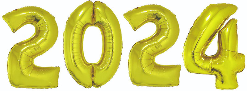 2024 Gold Metallic 40in Mylar Number Balloon Set