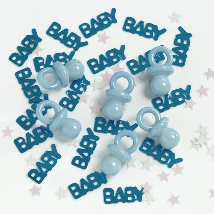 Sweet Baby Feet Blue Foil Confetti w/ Plastic Pacifier