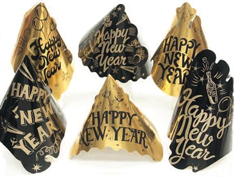 Gold and Black Foil New Year Party Hat