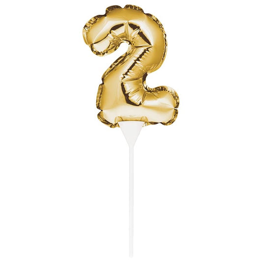 Balloon Cake Topper Number 2 Gold