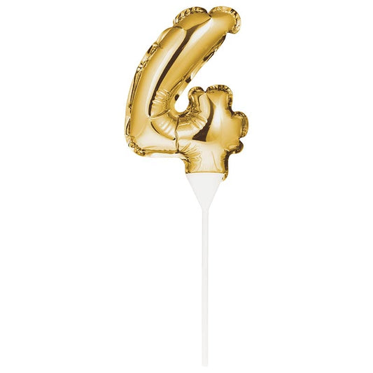 Balloon Cake Topper Number 4 Gold